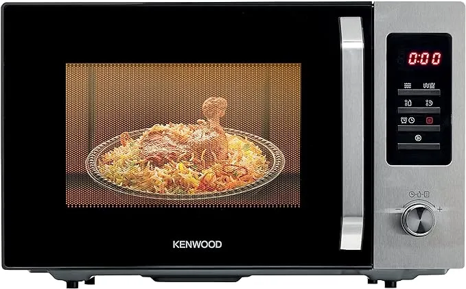 KENWOOD 30L Microwave Oven with Grill, Digital Display, 5 Power Levels, Defrost Function, Stainless Steel, Auto Menu, 95 Minutes Timer, Clock Function 1000W MWM30.000BK Black/Silver