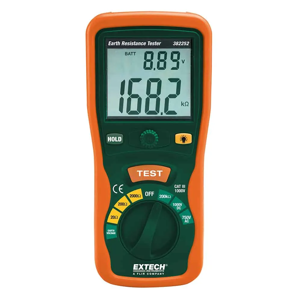 Extech Large Dual Display Earth Ground Resistance Tester Kit