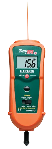 Extech Photo/Contact Tachometer with Built-in Thermometer, 10 to 99,999 RPM, -20 to 315"C