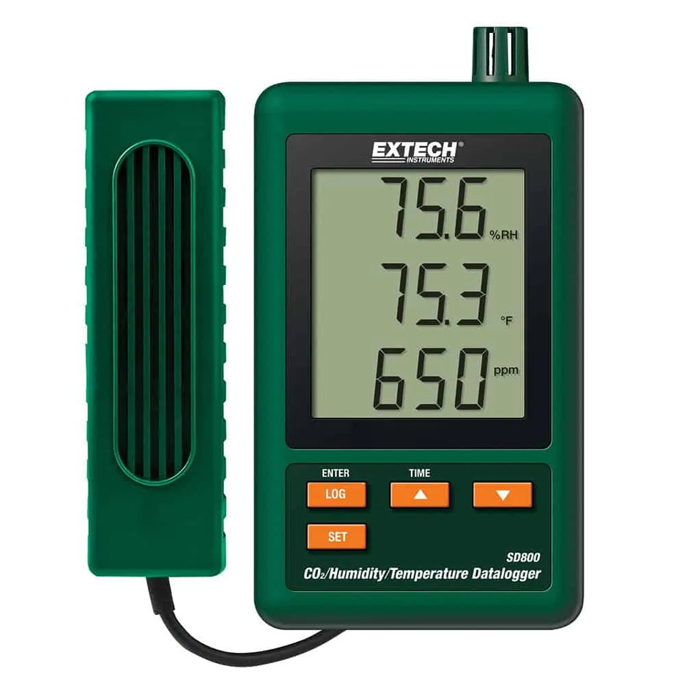 Extech CO2, Humidity And Temperature Datalogger, 0 to 50"C, 10 to 90%, 0 to 4,000 PPM