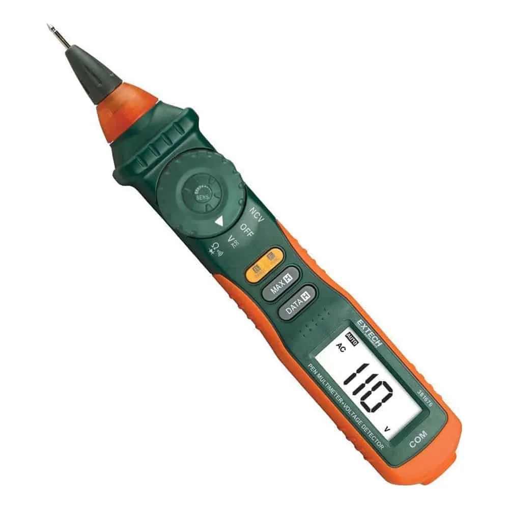 Extech Manual Ranging Pen Multimeter With NC Voltage Detector, CAT III 600V, 200mA