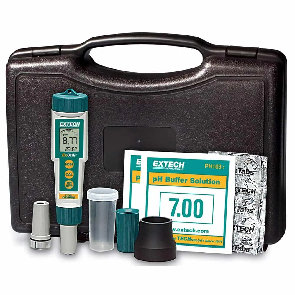 Extech Exstik 3-In-1 Chlorine, pH, Temperature Kit