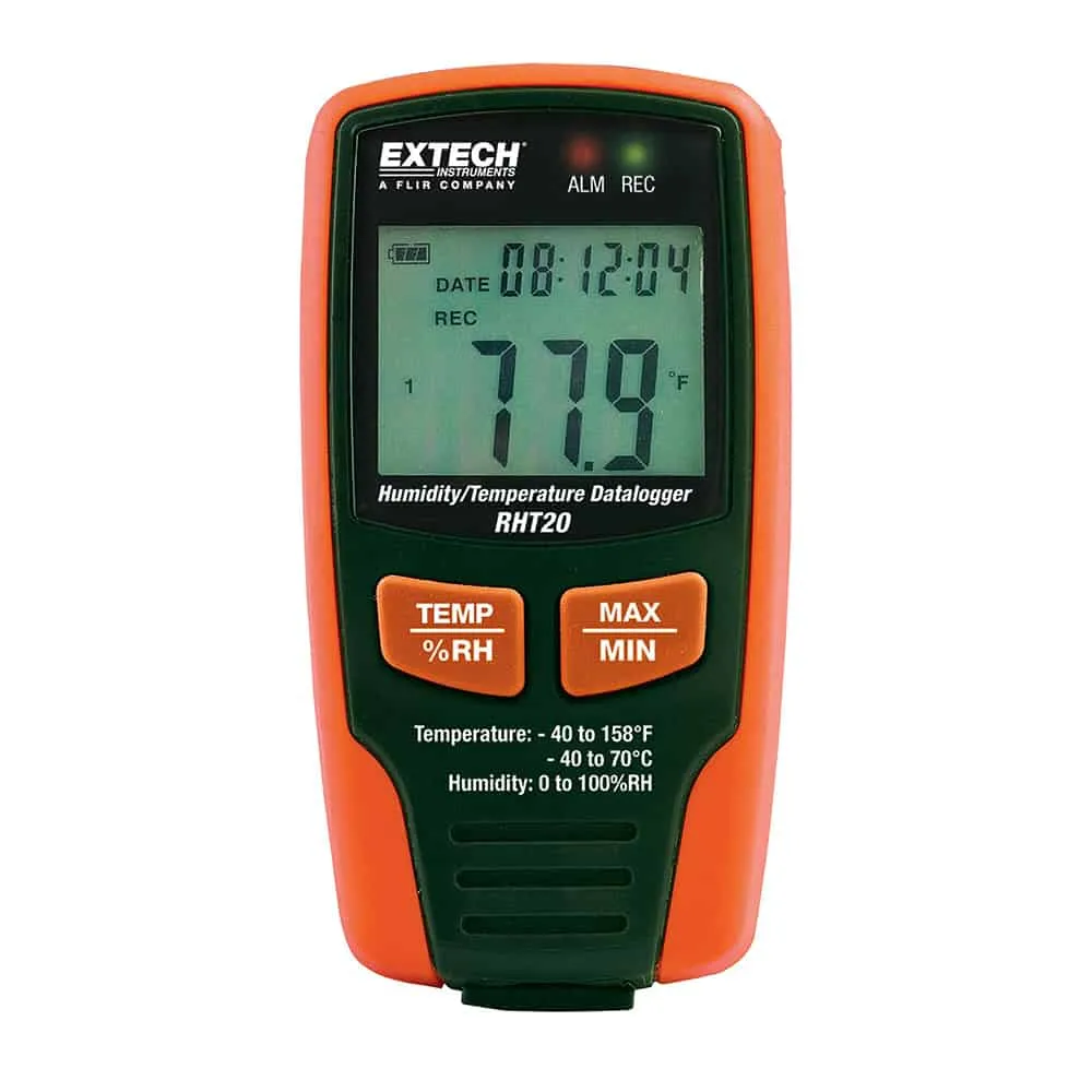 Extech Humidity And Temperature Datalogger, -40 to 70"C, 0 to 100%RH