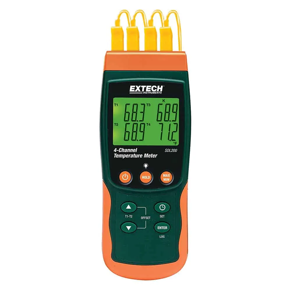 Extech 4-Channel Datalogging Thermometer, -100 to 1300"C