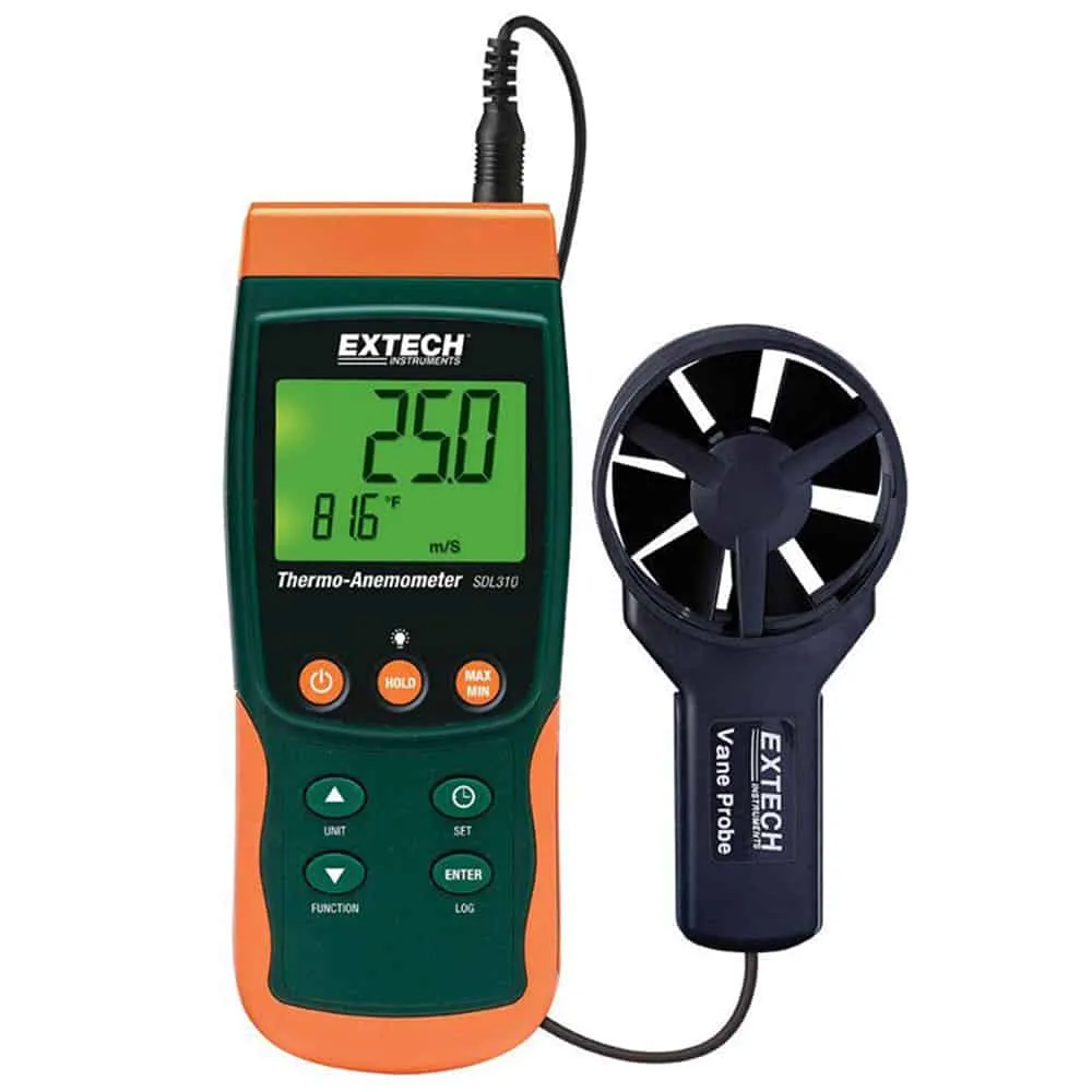 Extech Thermo-Anemometer/Datalogger, 40 to 3940 FPM