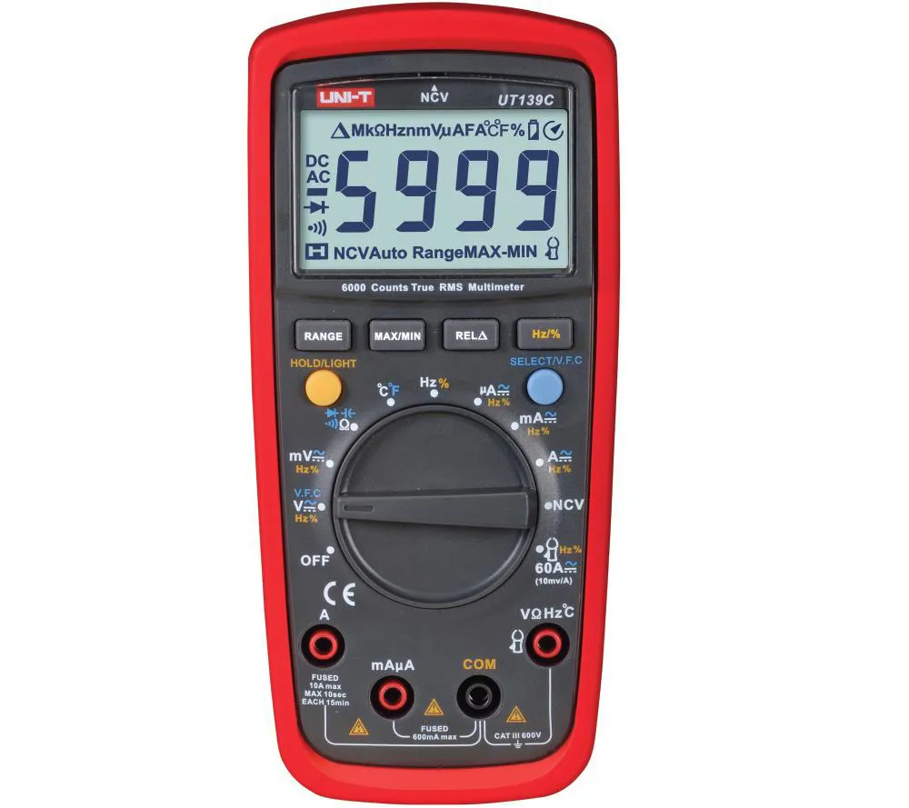 Uni-T True RMS Digital Multimeter, CAT III 600V, 10A