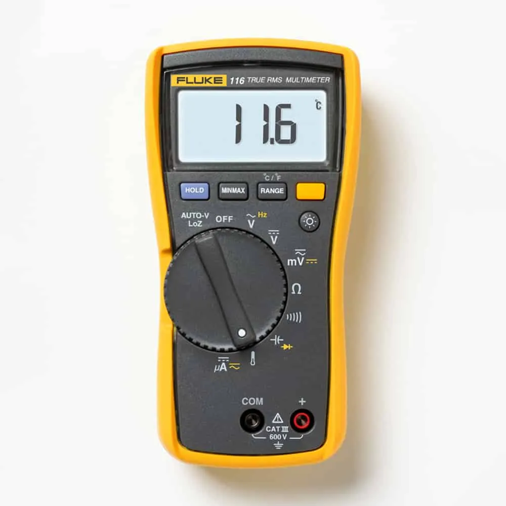 Fluke Digital HVAC Multimeter, CAT III 600V, -40"C to 400"C, 600?A