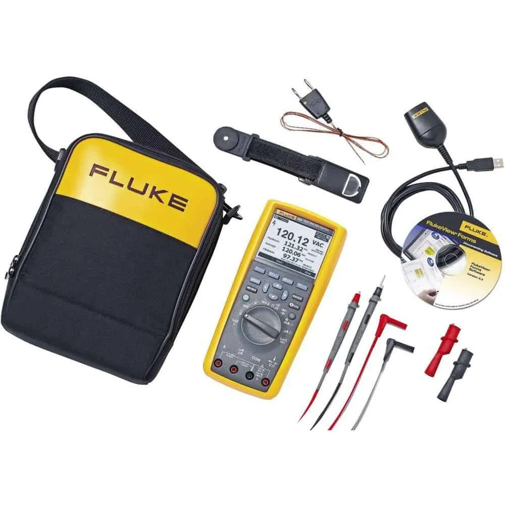 Fluke Industrial Logging Multimeter And Soft Combo Kit, CAT IV 600V, 10A