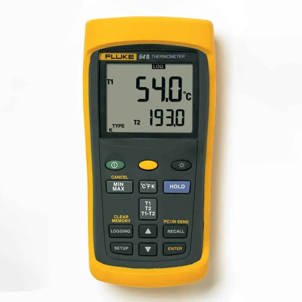 Fluke Dual Input Digital Thermometer, -200"C to 1372"C