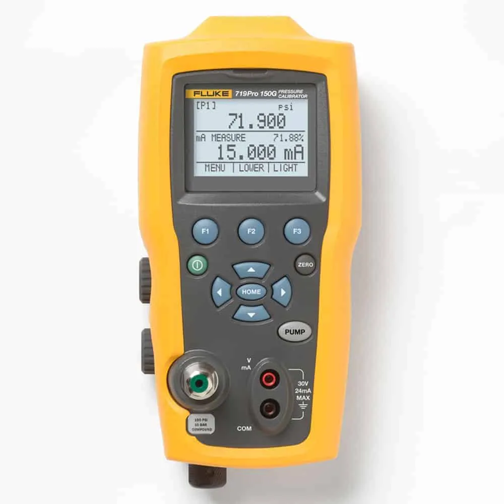 Fluke Electric Pressure Calibrator, -12 to 30 PSI, -0.8 to 2 Bar