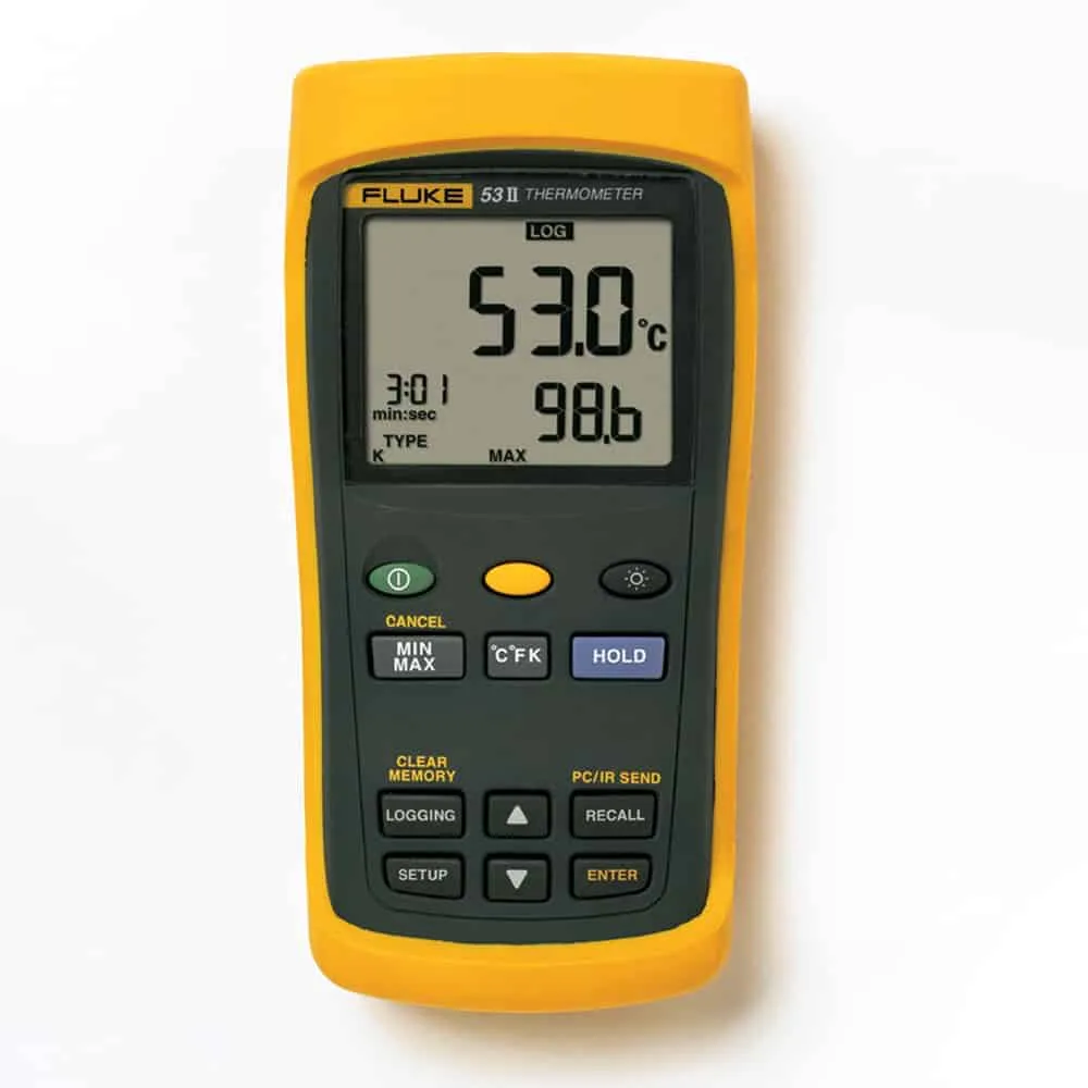 Fluke Single Input Digital Thermometer With Data Logging, -200"C to 1372"C