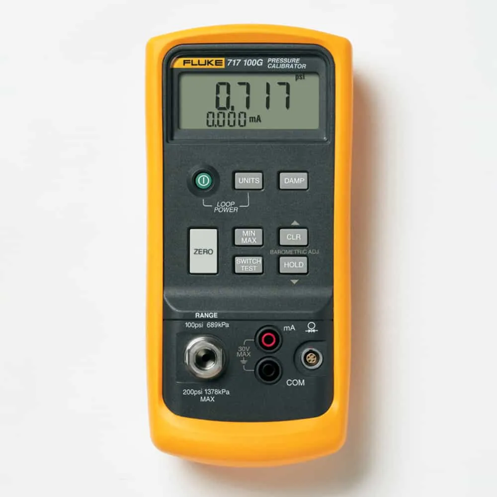 Fluke Pressure Calibrator, 0 to 1500 PSI, 0 to 103.4 Bar