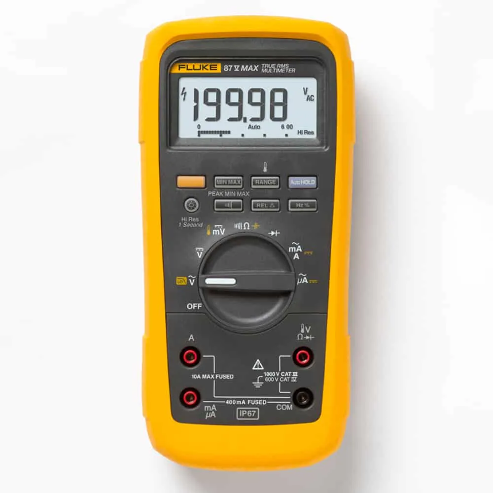 Fluke True RMS Digital Multimeter With Built-In Thermometer, CAT IV 600V, 10A