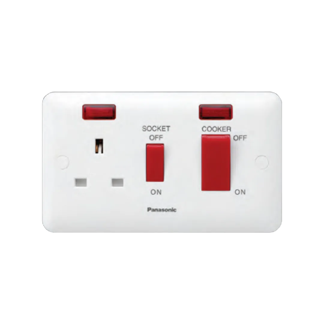 2G COOKER CONTROL UNIT (45A DP SWITCH+13A SOCKET) WITH INDICATOR WBC6120Y - PANASONIC