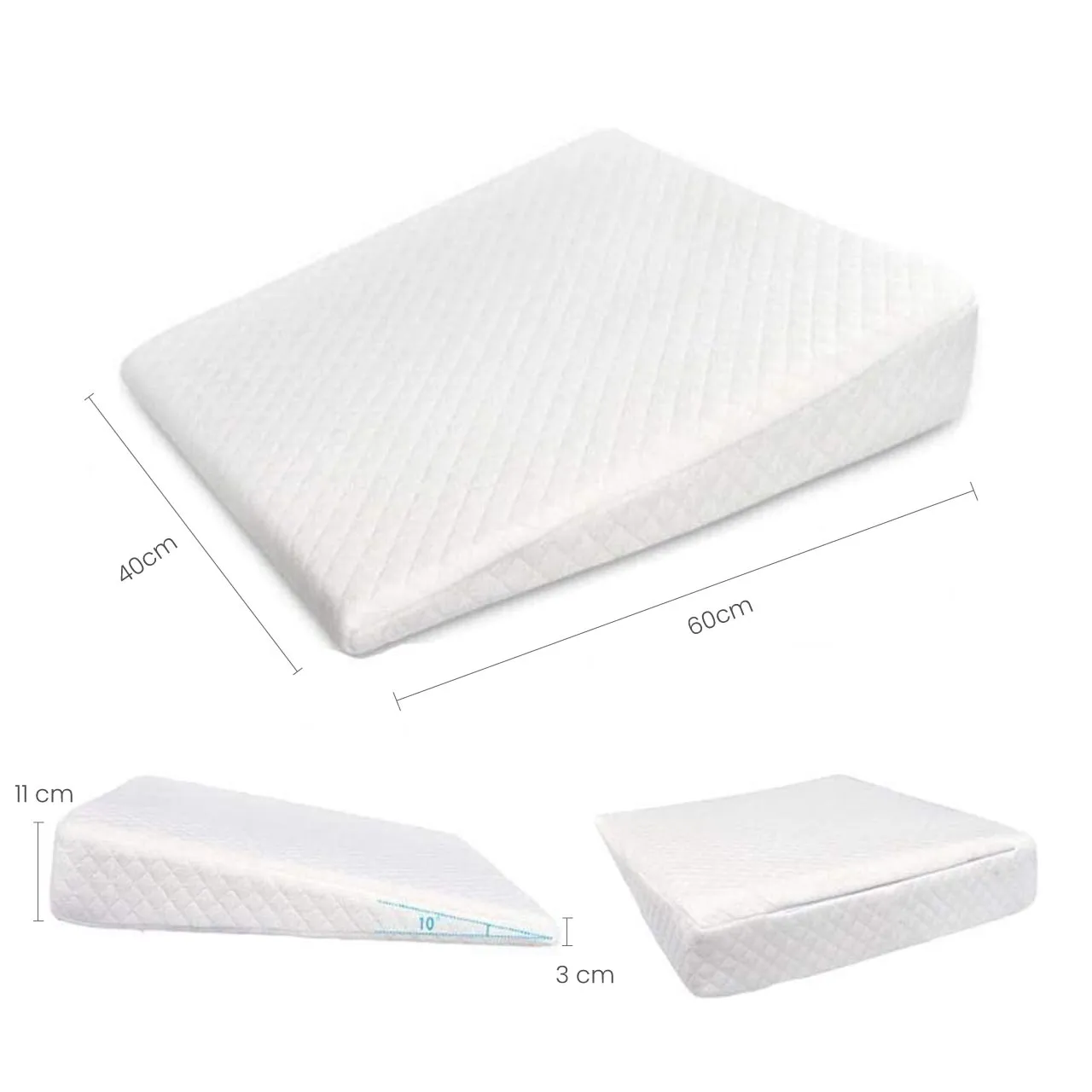 Cotton Home Smooth Wedge Memory Foam Pillow Size: 40x60x3-11Fabric: AntiStress Color: white