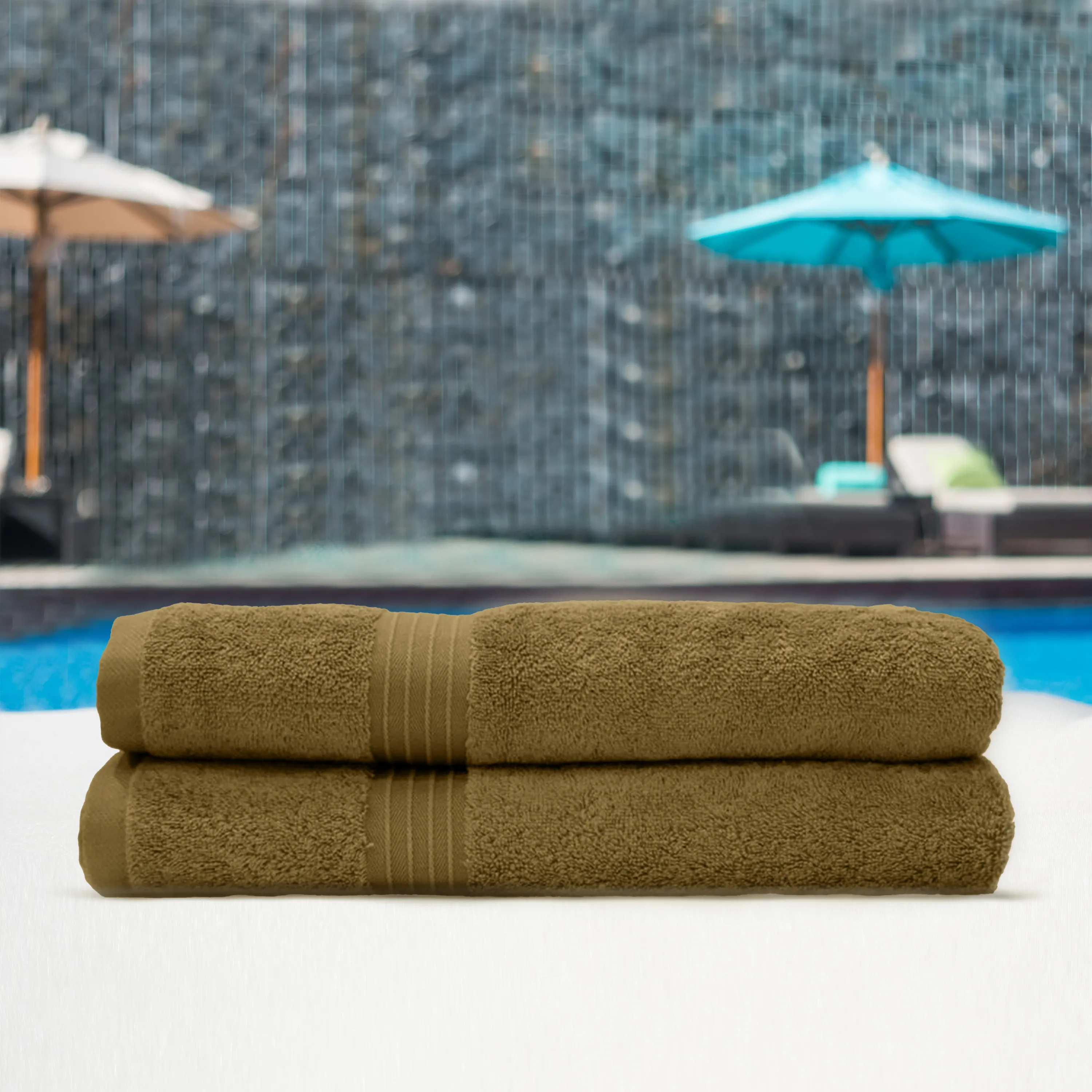 Cotton Home Bath Towel 2pc Set,70x140cm,100%Cotton,Camel