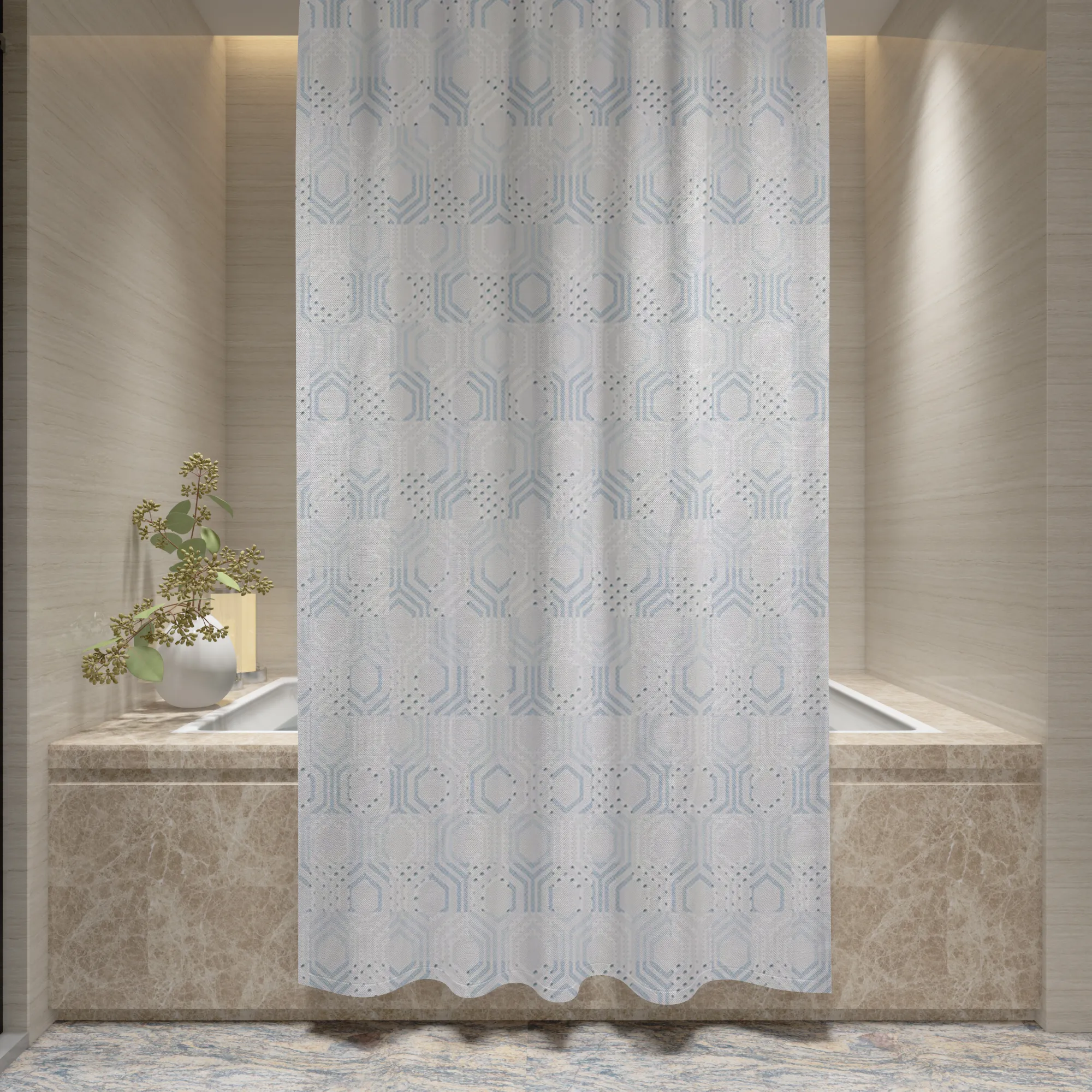 Cotton Home Microfiber Shower Curtain-DS04