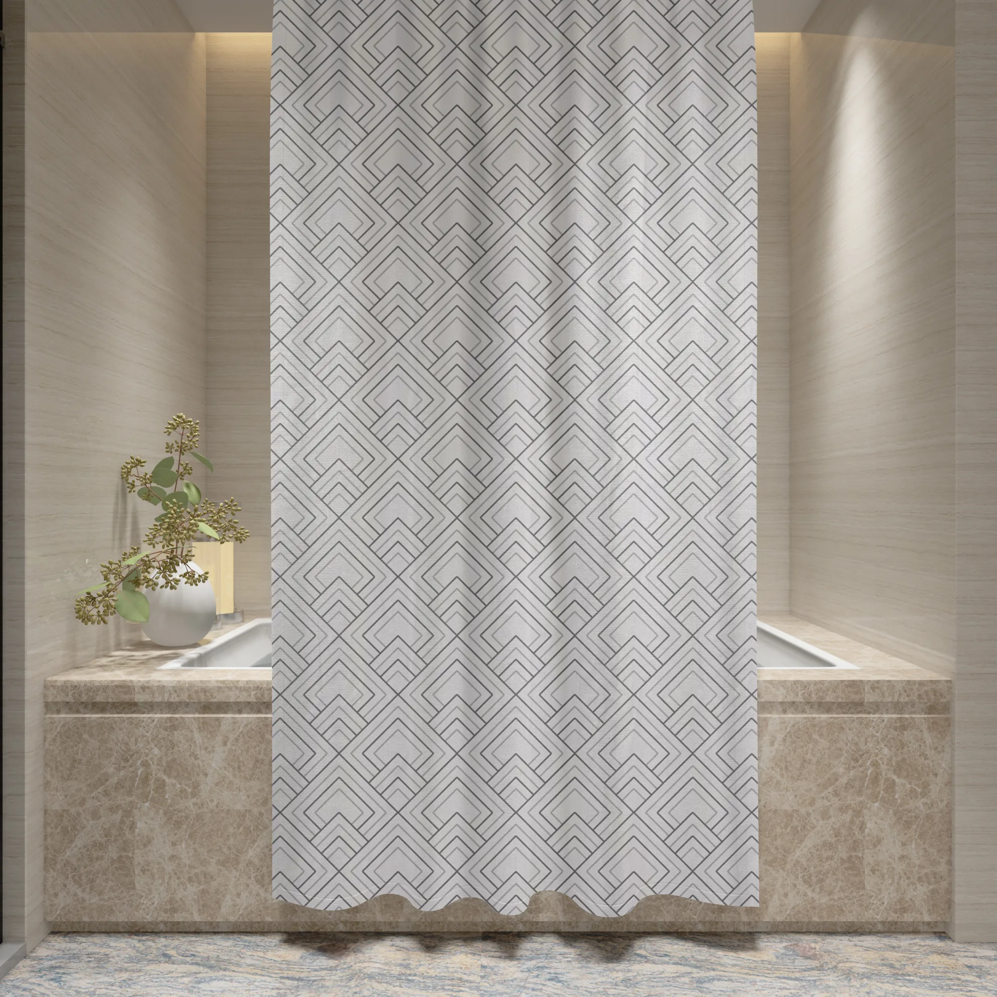 Cotton Home Microfiber Shower Curtain-DS12