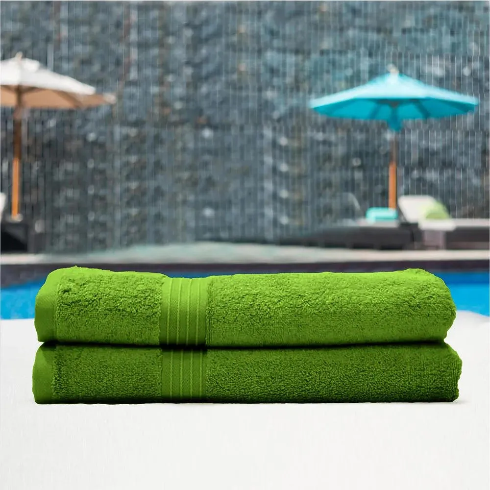 Cotton Home Bath Towel 2pc Set,70x140cm,100%Cotton,Dark Green