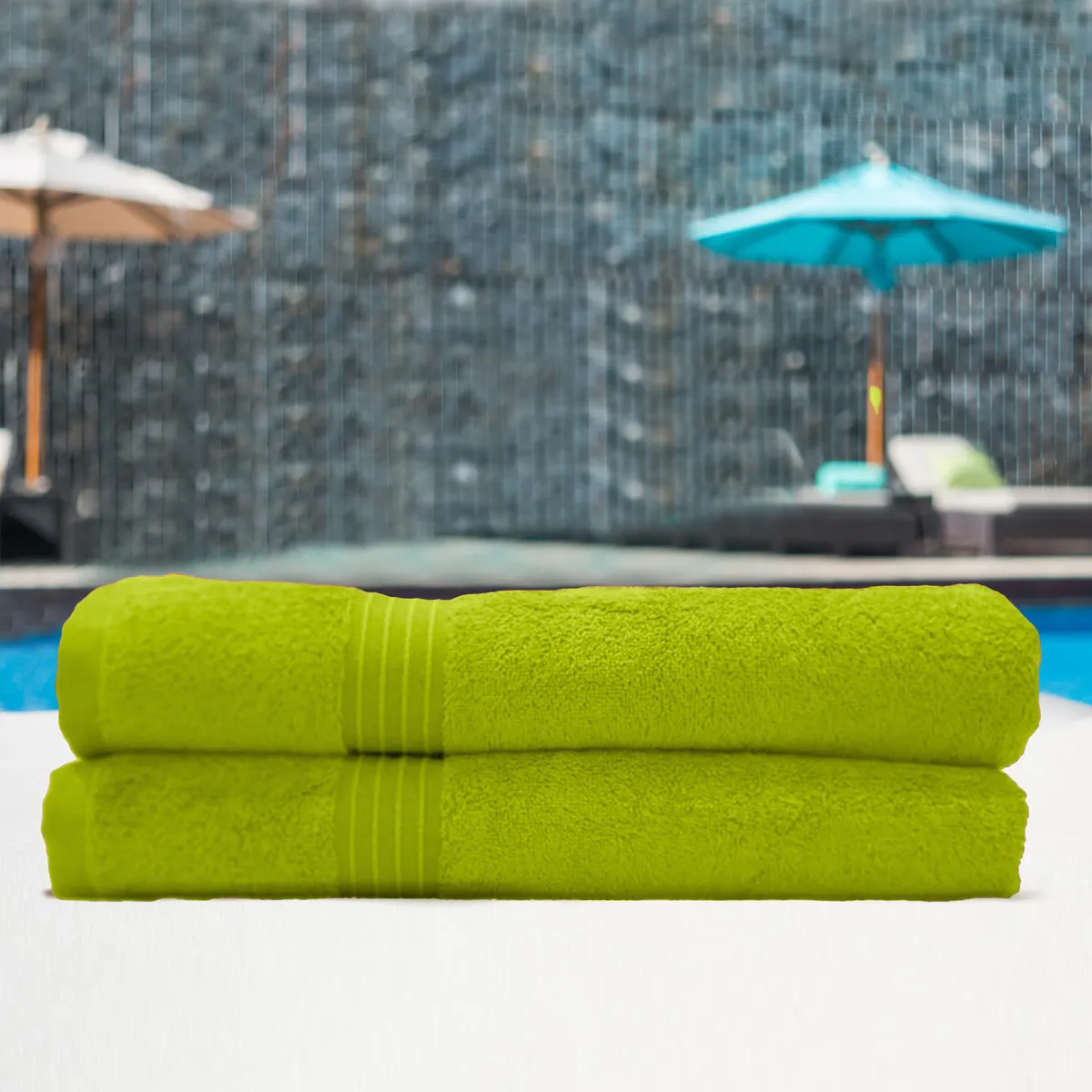  Cotton Home Bath Towel 2pc Set,70x140cm,100%Cotton Kiwi Green