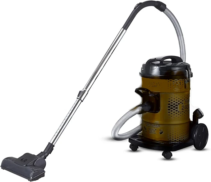 Metal Drum Vacuum Cleaner, 2200W Motor, 23L Dust Capacity, Powerful Blower Function, EasyLift Handle, Larger Wheels, 9Mtr Cord Length, Floor Nozzle, Crevice Nozzle, Telescopic Tube-78cm, Hose, Sand Me