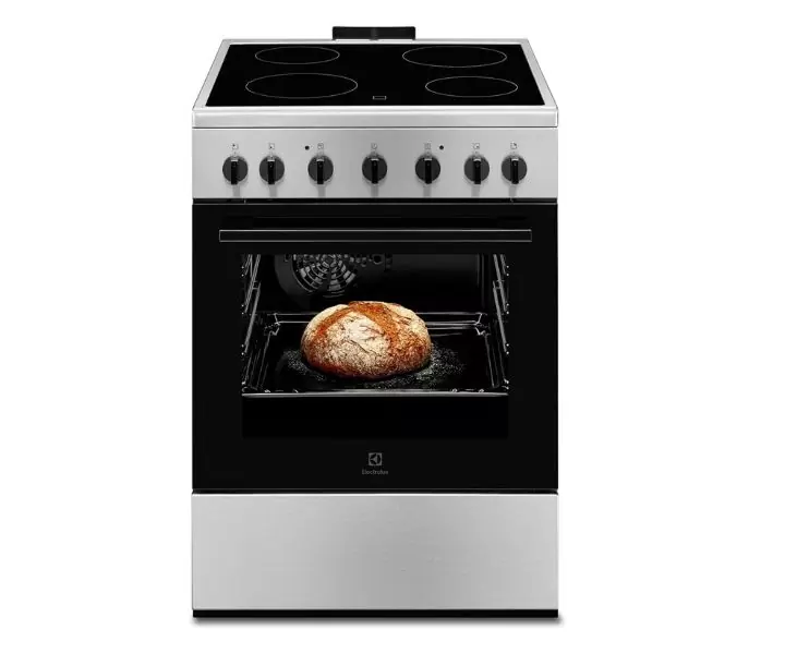 Free Standing Cooking Range - 60x60cm, Ceramic, 4 Cooking Zones, Electric Oven & Hobs, Fan in Oven, Removable Glass Door, Minute minder, Rear Exhaust for Oven Fumes, Stainless Steel