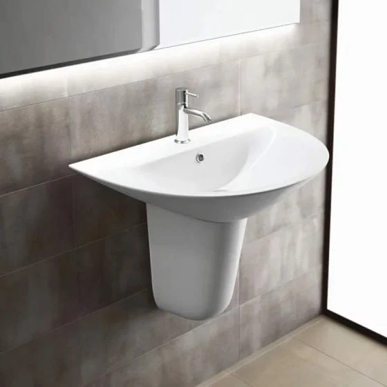 RAK MORNING - WASH BASIN W/ HALF PEDESTAL (65CM)