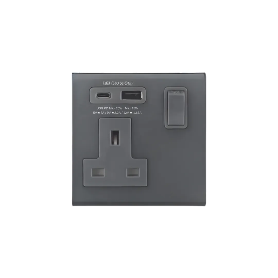 13A 1G SOCKET WITH USB (A+C) REFINA METALLIC GRAY WEB11113MH - PANASONIC