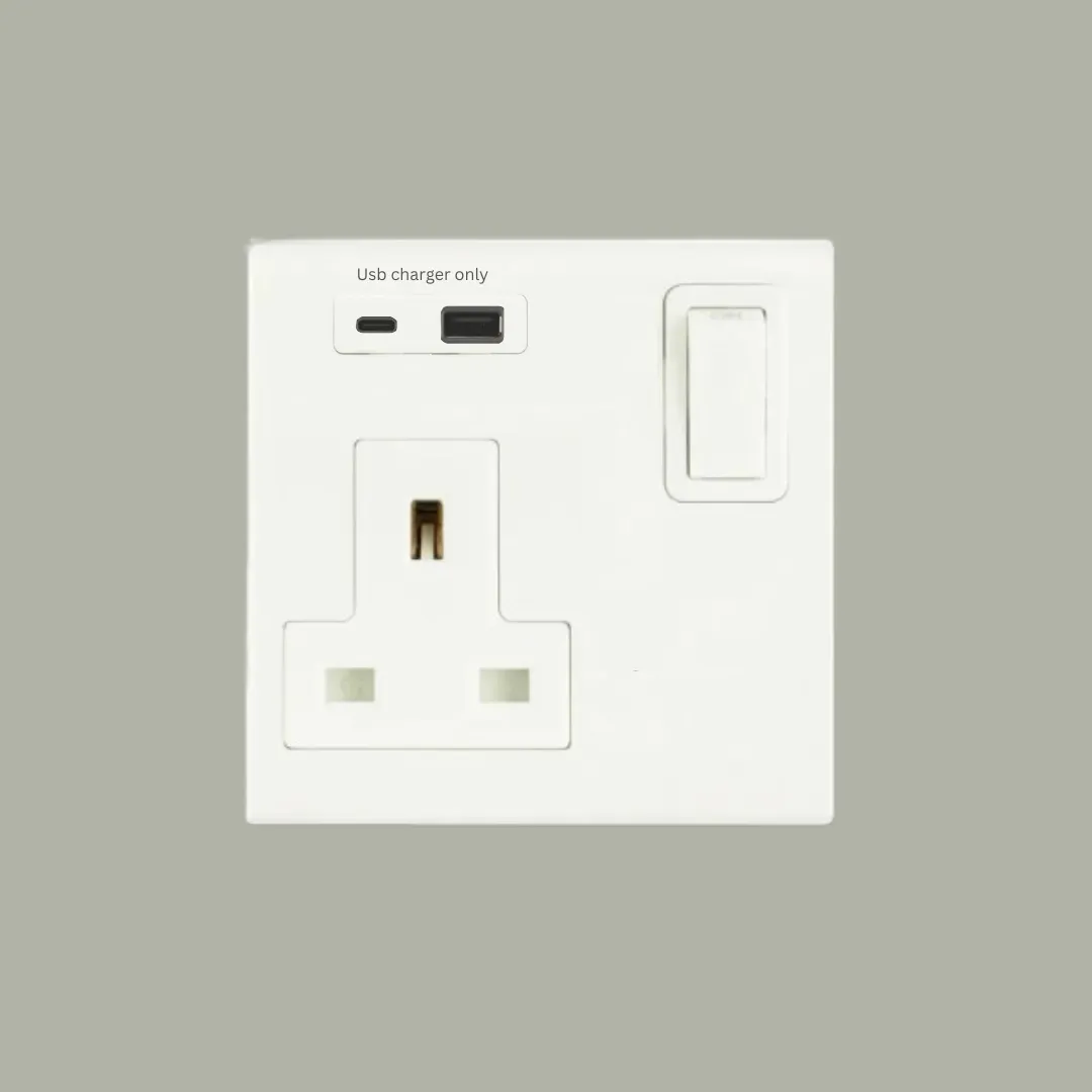 13A 1G SOCKET WITH USB (A+C) REFINA METALLIC WHITE WEB11113MW - PANASONIC