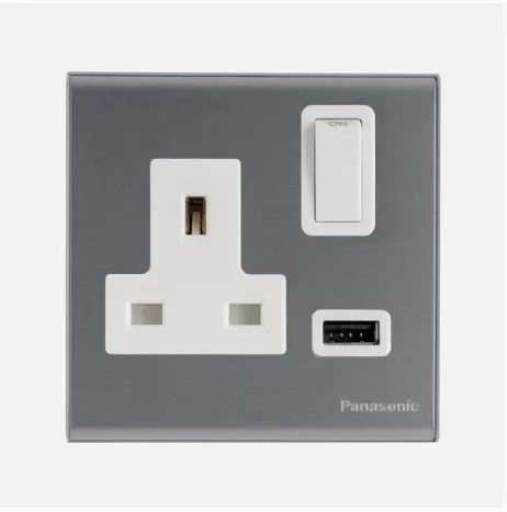 13A 1G SOCKET WITH 1X USB REFINA METALLIC GRAY WEB11114MH - PANASONIC