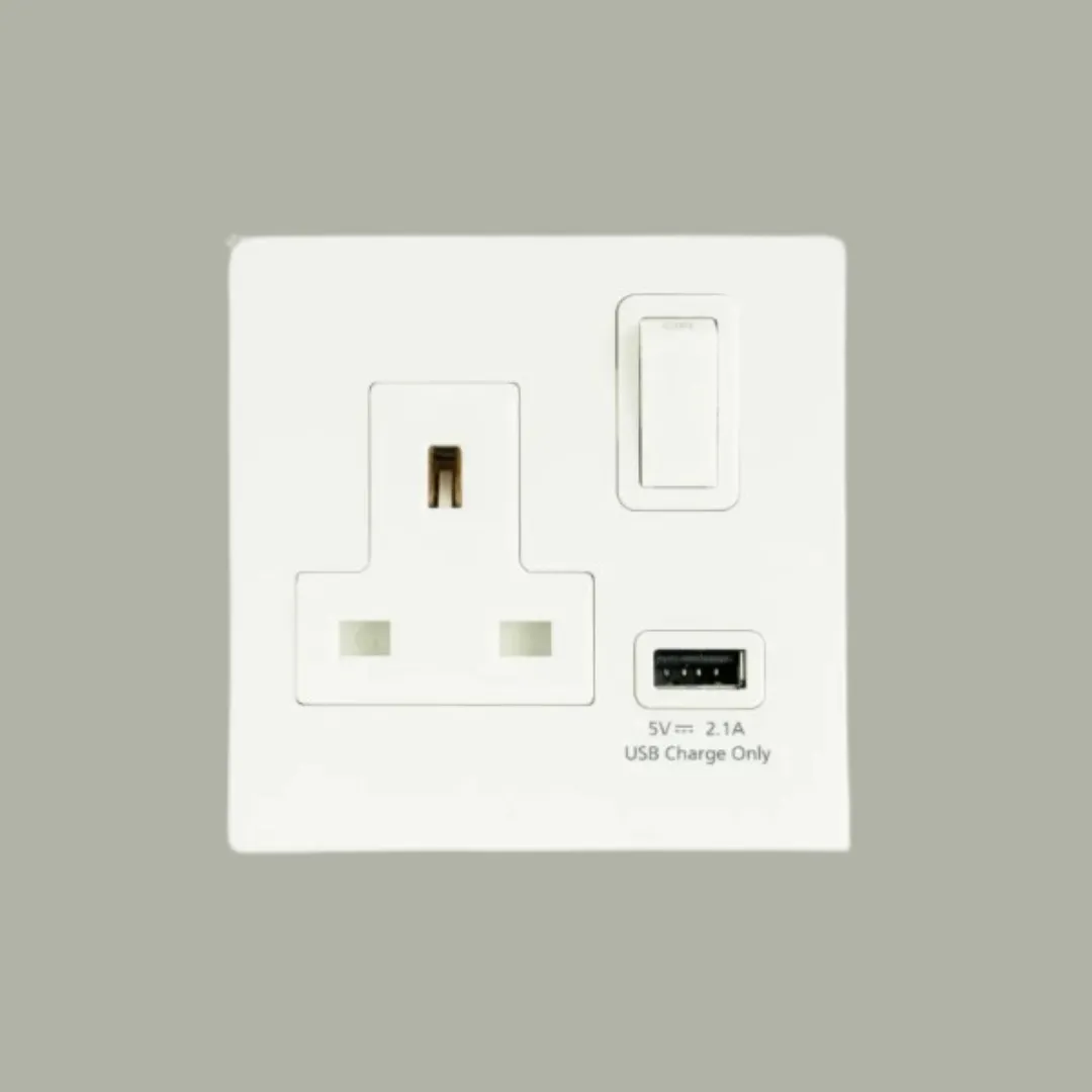 13A 1G SOCKET WITH 1X USB REFINA METALLIC WHITE WEB11114MW - PANASONIC