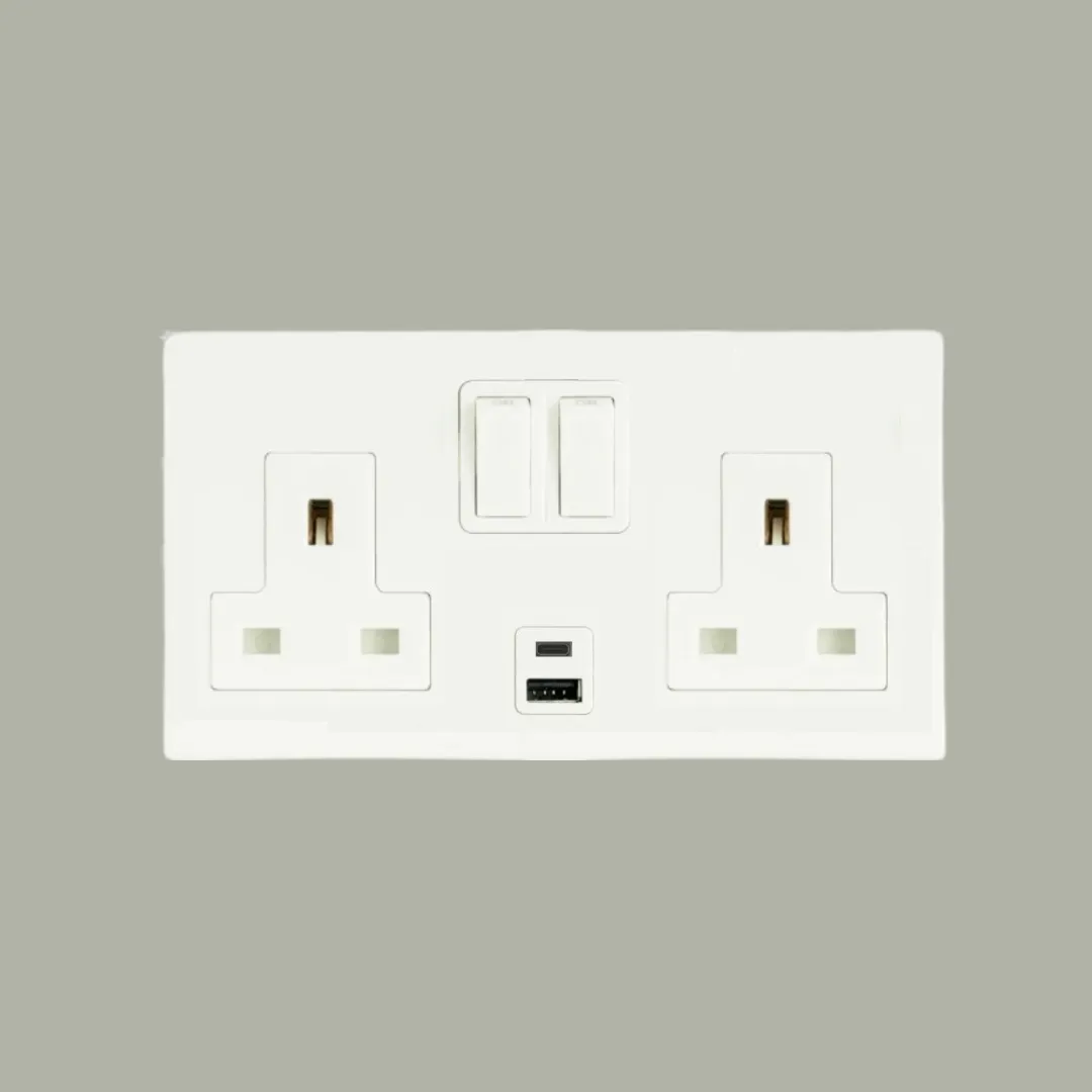 13A 2G SOCKET WITH USB (A+C) WIDE WHITE WEB11123 - PANASONIC