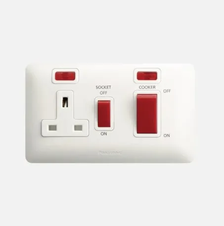 2G COOKER CONTROL UNIT (45A DP SWITCH+13A SOCKET) WITH INDICATOR SIMPLUS WHITE WSBC6120W - PANASONIC