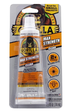 GORILLA CONSTRUCTION ADHESIVE CLEAR 2.5OZ 105044