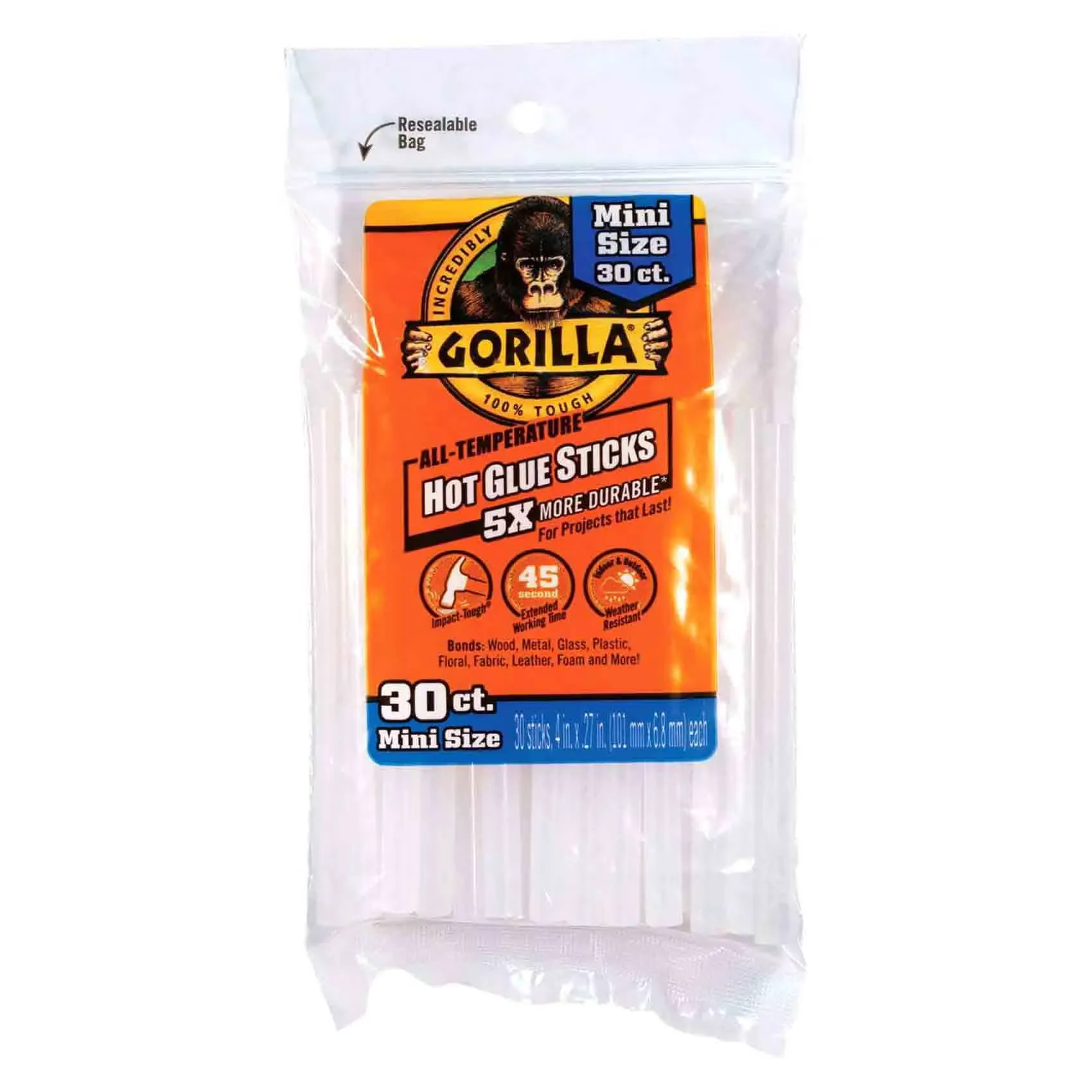 GORILLA HOT GLUE 4INCH MINI 30CT 3033002