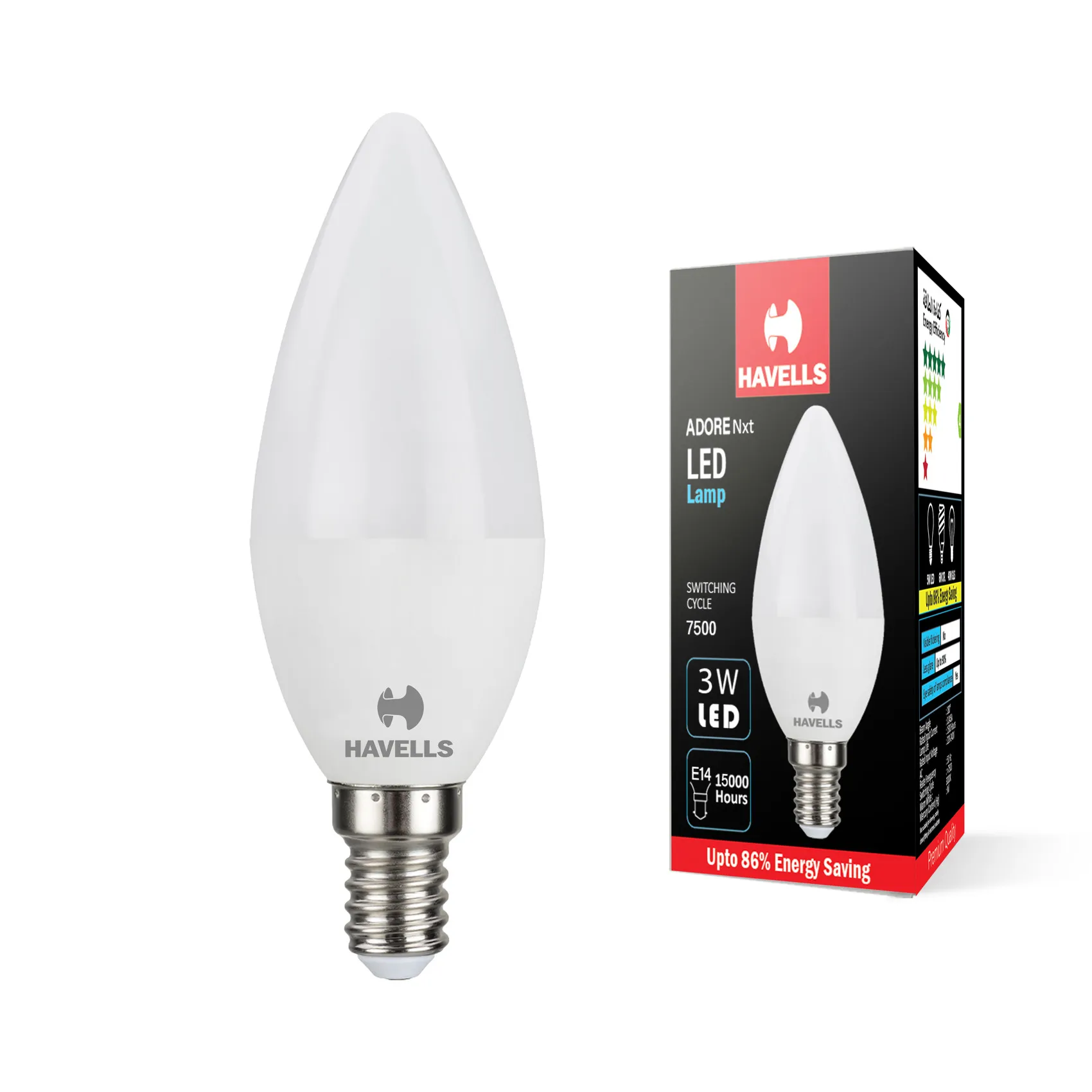 Havells LED Candle Lamp 3W E14 WARM WHITE C37 LSSLNX1036