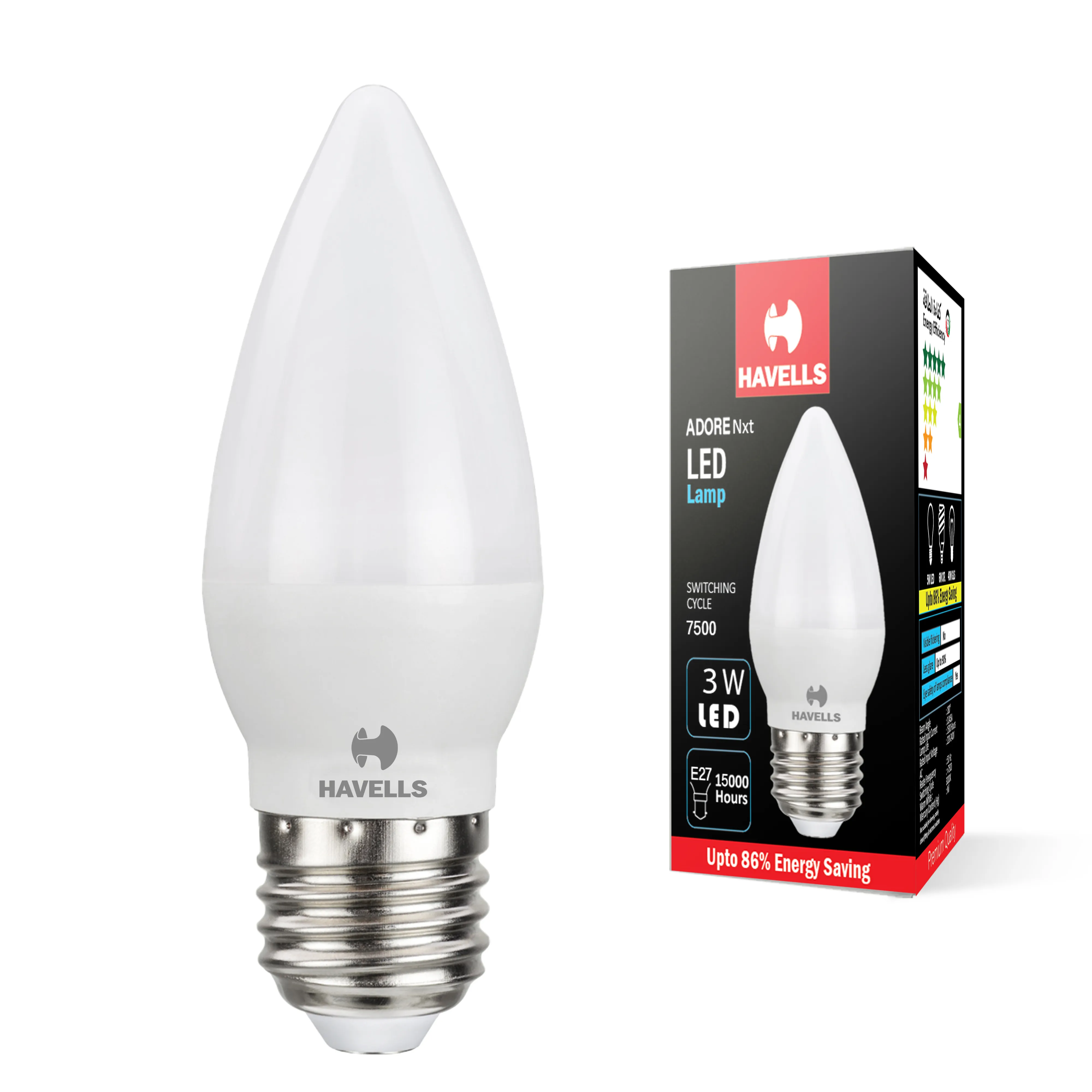 Havells LED Candle Lamp 3W E27 DAY LIGHT C37 LSSLNX1037