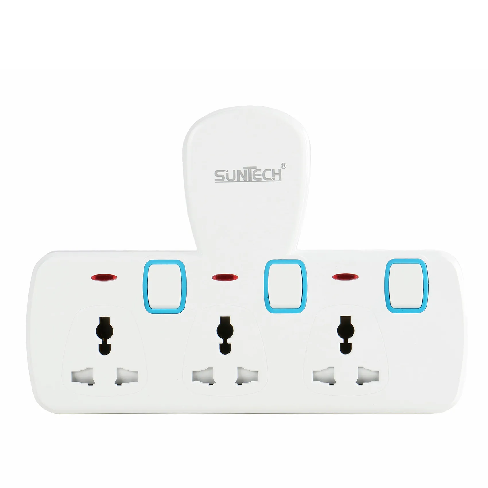 3-way universal T socket with Individual Switches, Lights, shutters