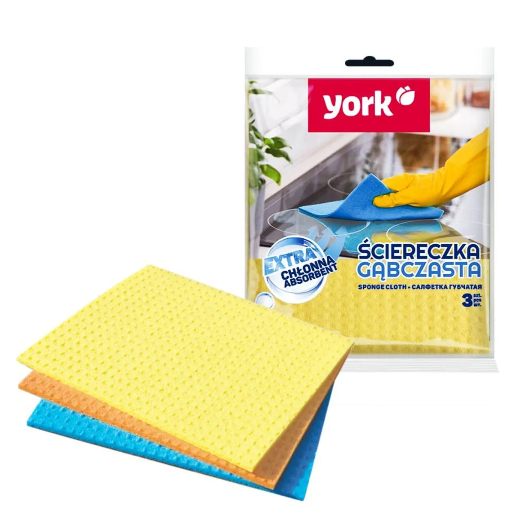 YORK Sponge cloth 3 pcs 024010 |  MULTI COLOR | MULTI PURPOSE | CLEANER