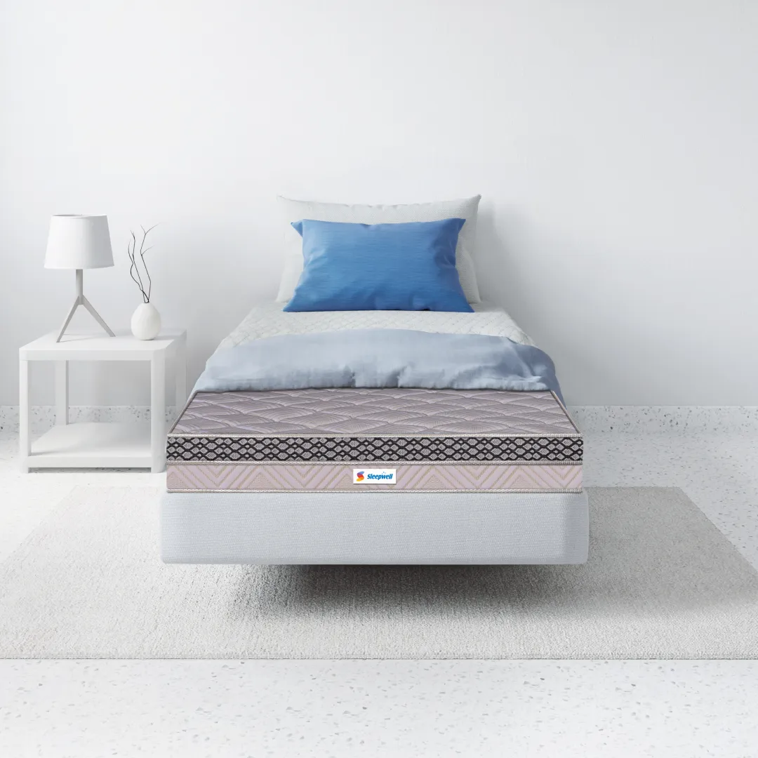 Sleepwell Fitrest Classic | Acuprofile PU Foam | Twin Bed Size | Medium Firm | Neem Fresche Technology | Anti Sag Mattress (200L x 120W x 20H cm)