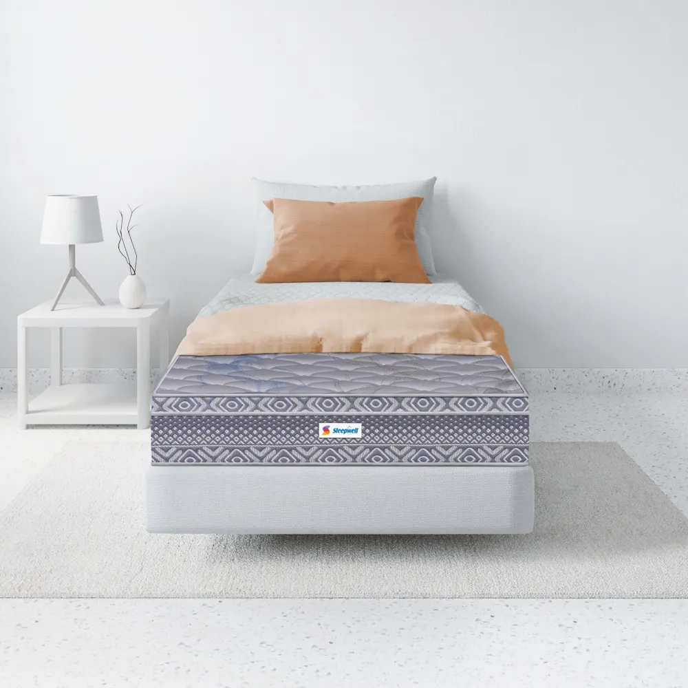 Sleepwell Spine Plus Regular | Visco Rebonded Foam | Twin Bed Size | Bonnell Spring | Neem Fresche Technology | Anti Sag Mattress (200L x 120W x 20H cm)