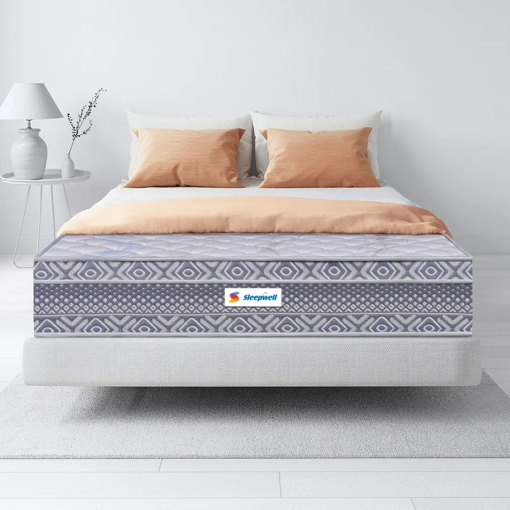 Sleepwell Spine Plus Regular | Visco Rebonded Foam | King Bed Size | Bonnell Spring | Neem Fresche Technology | Anti Sag Mattress (200L x 180W x 20H cm)