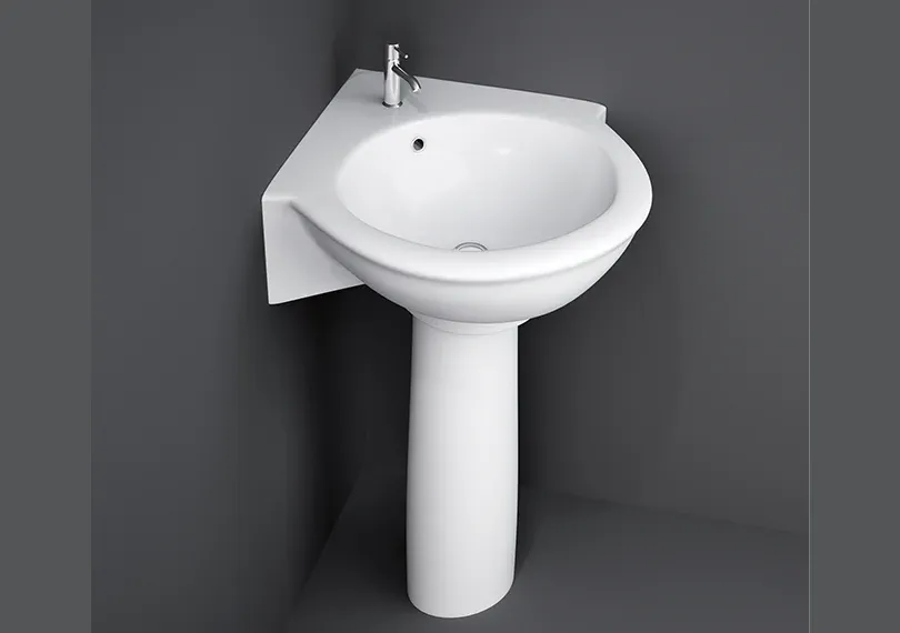 RAK - EVOLUTION CORNER WASH BASIN W/ FULL PEDESTAL (59CM)