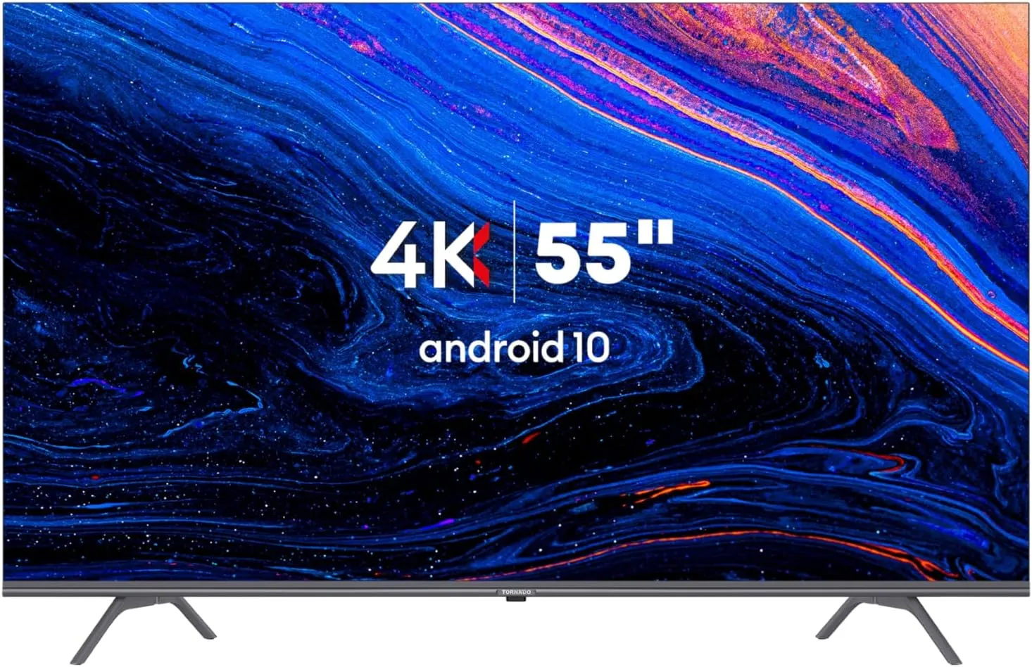 TORNADO 4K UHD Frameless Smart TV 55 Inch Android, Black, Youtube, Netflix, Big Size Ultra HD Television With Full Size Screen, No Frame 55UA1410E