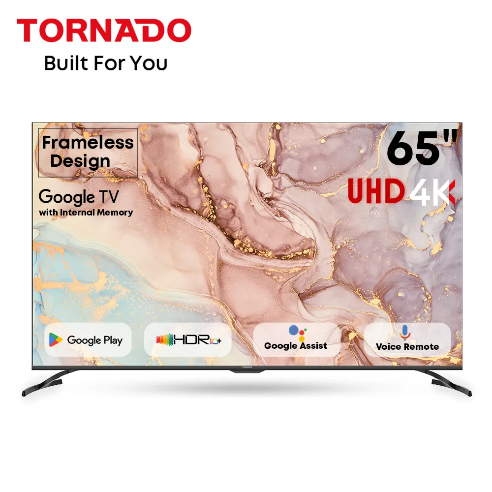 TORNADO 65 Inch 4K ULTRA HD Smart TV, Google TV with Hands Free Voice Control, Built-in Receiver, Dolby Vision Atmos, HDR 10+, Game Mode, Wide Colour Gamut, DTS HD, Google TV Android, 65UA3400G