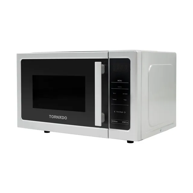 Tornado 30 Liters Digital Microwave Oven 3 in 1 with Grill function 10 Power Levels, 900W, Touch Control panel, Child-Safety-Lock, Defrost Function, 8 Auto cooking function, Silver, TWDG-30L-S-E