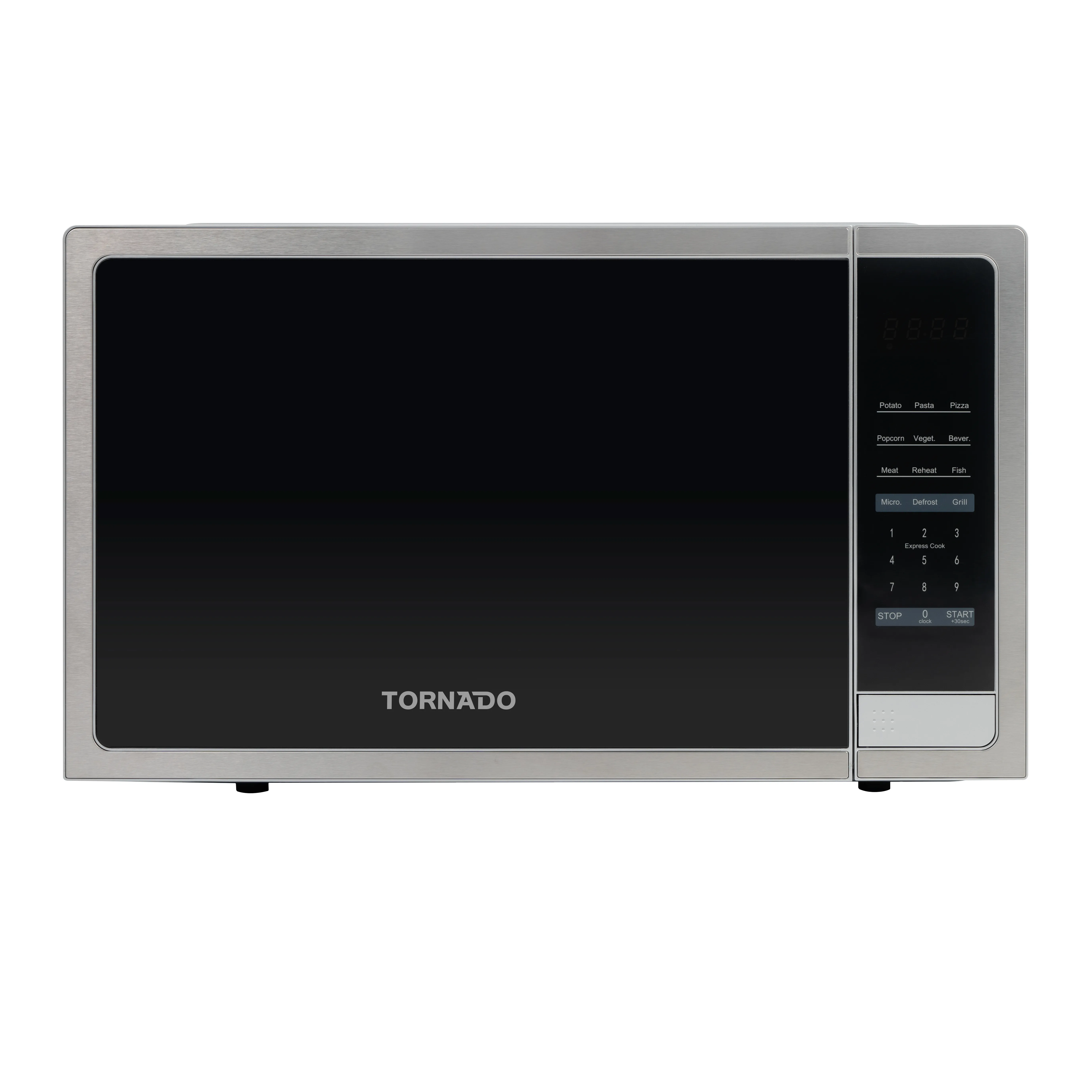 Tornado 42 Liters Digital Microwave Oven 3 in 1 with Grill function 10 Power Levels, 1000W, Touch Control panel, Child-Safety-Lock, Defrost Function, 8 Auto cooking function, Silver, TWDG-42-S-E