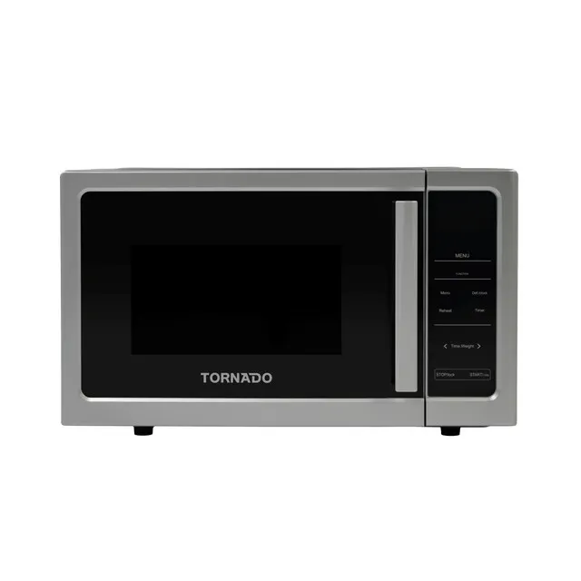 Tornado 25 Liters Digital Microwave Oven Solo with 10 Power Levels, 850W, Touch Control panel, Child-Safety-Lock, Defrost Function, 8 Auto cooking function, Silver, TWDS-25-S-E