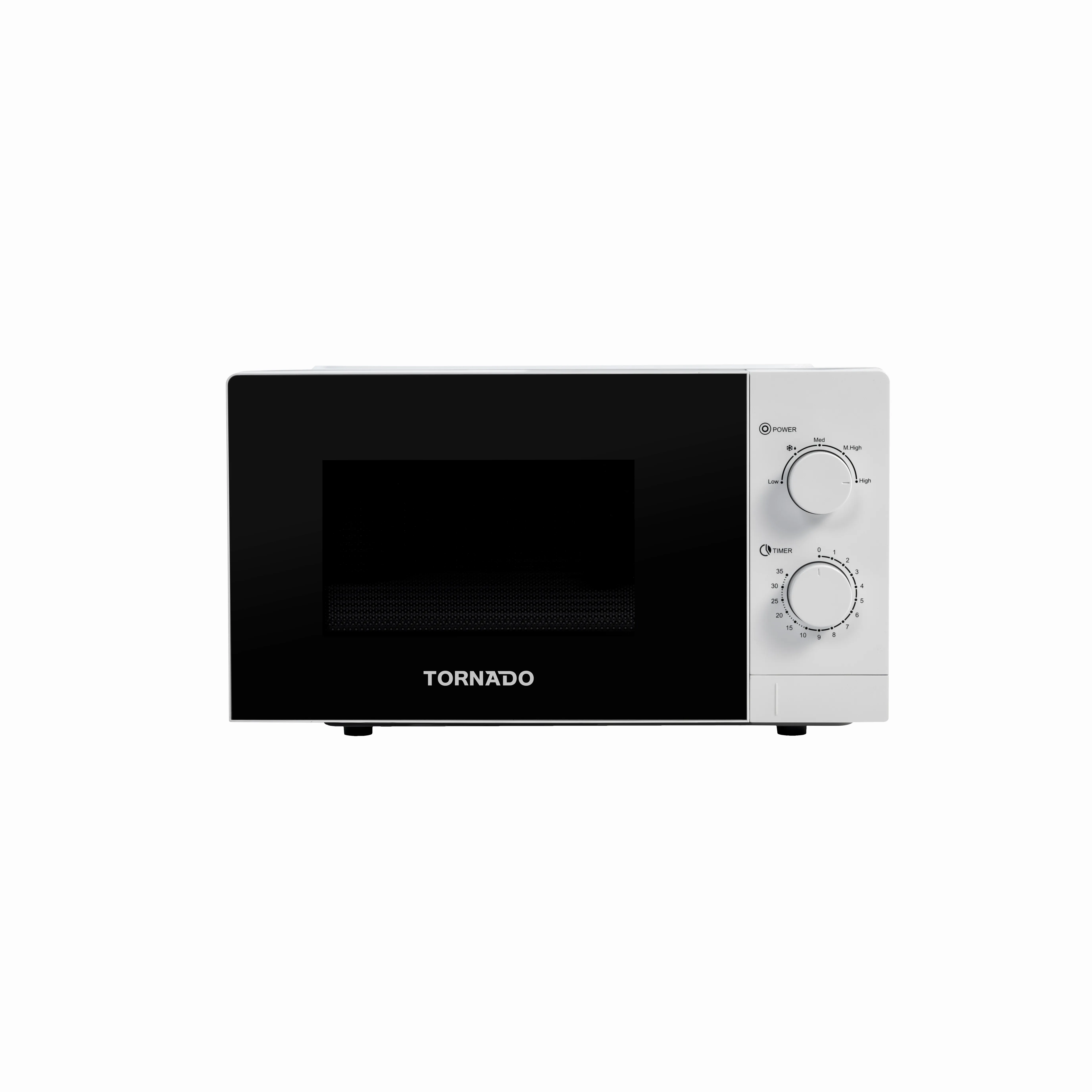 Tornado 20 Liters Solo Microwave Oven with 5 Power Levels, 700W, Defrost Function, 35 Minutes Timer, White, TWMS-20-W-E