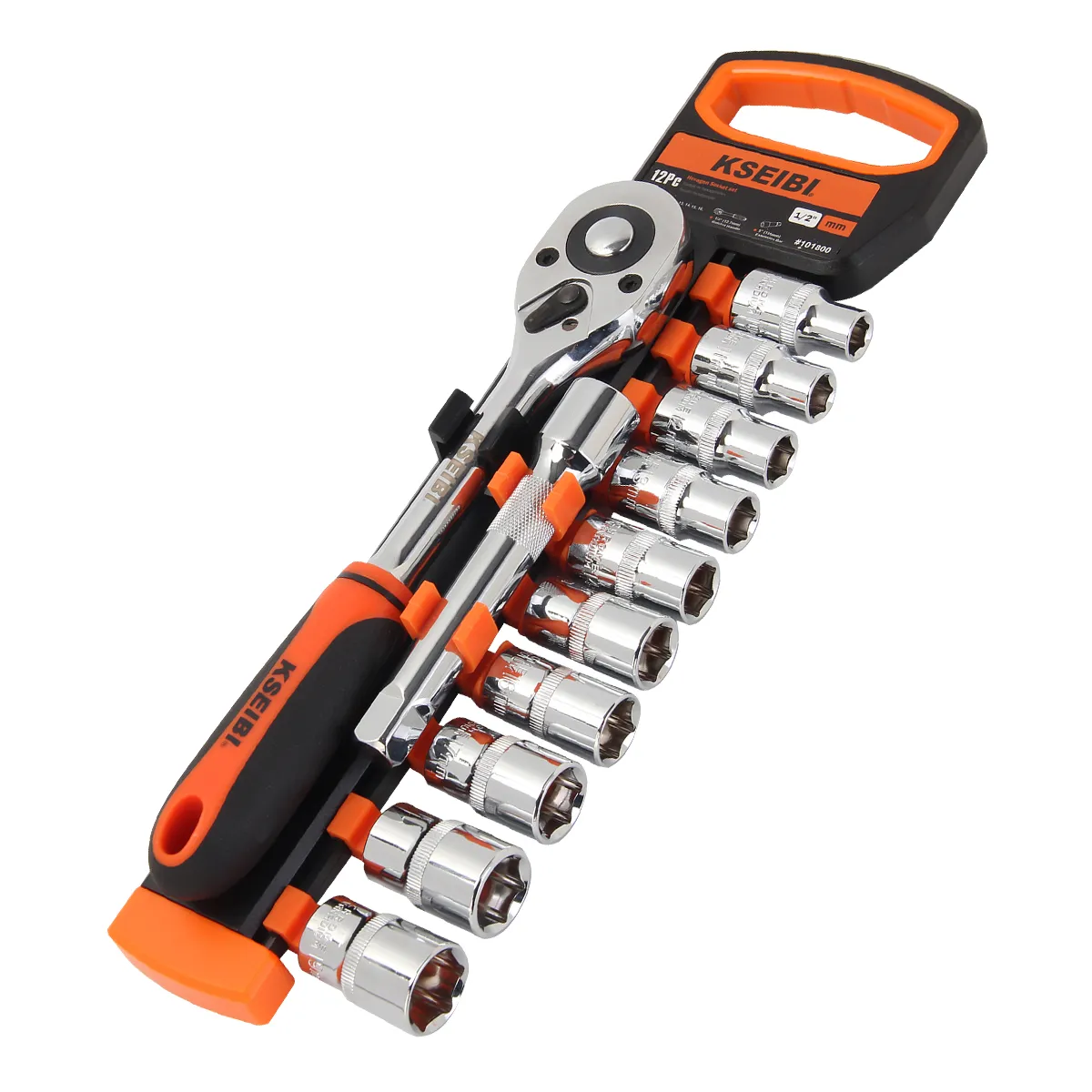 101803 - KSEIBI Hexagon Socket And Ratchet Set 1/2" 12-Pc 12-pc. 10 - 24mm
